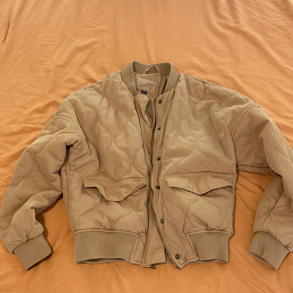 Universal Thread Quilted Tan Bomber Jacket - image 1